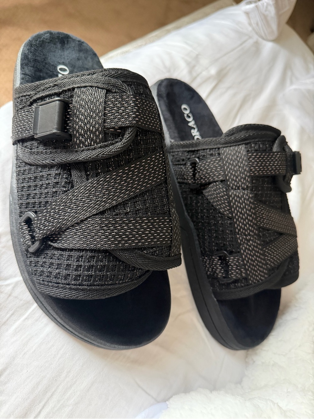 Black Crisscross Slide Sandals